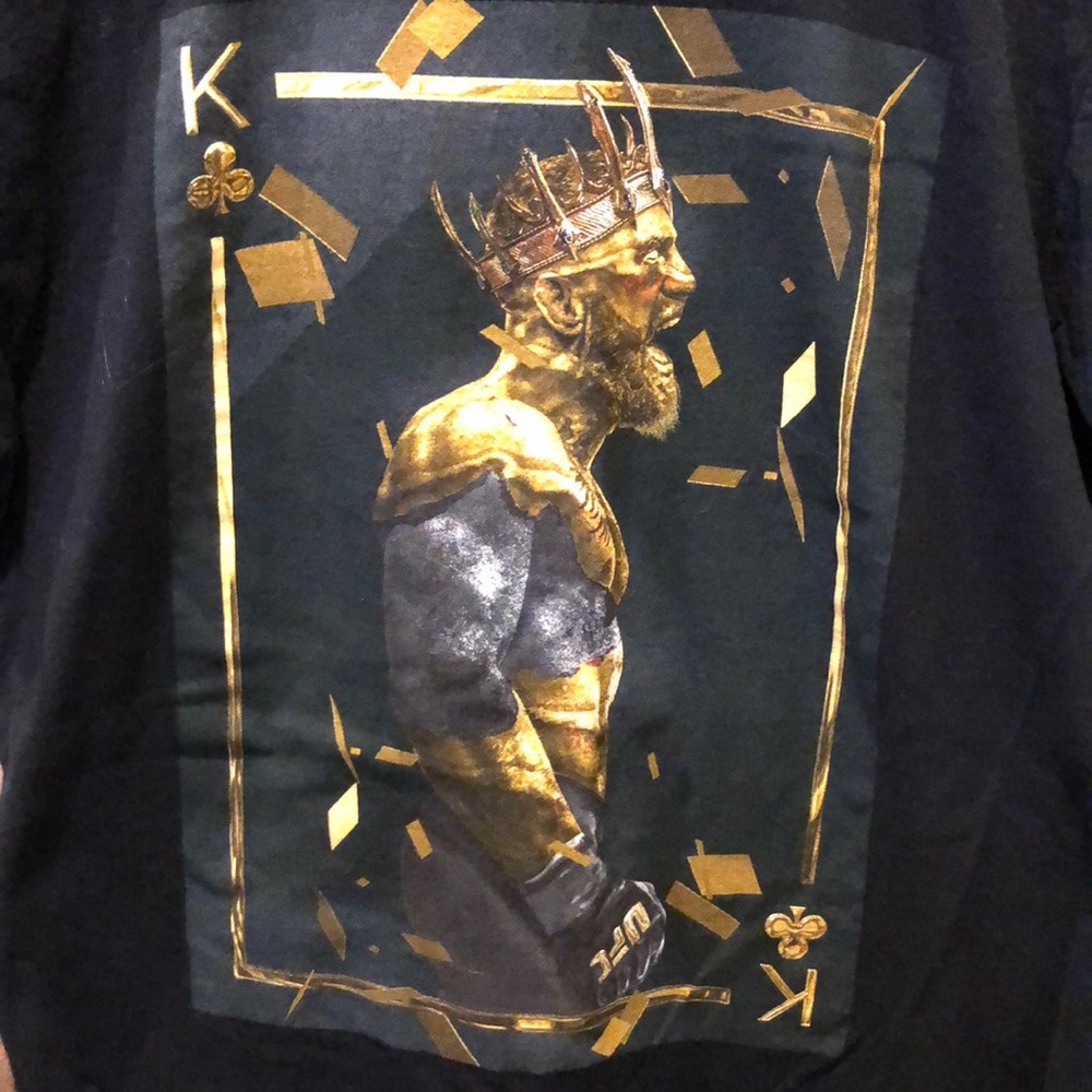 UFC Reebok Connor McGregor The King Playing Card T Shirt Mens M Black Gold